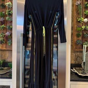 Elegant Black Maxi Dress with Yellow Accents